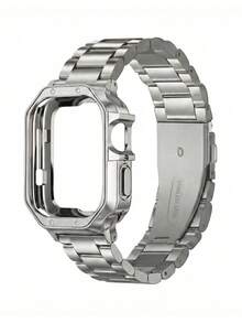 2pcs Luxury Silver Metal 3-Bead Chain Watch Band And TPU Case Protector, Compatible With Apple Watch 38mm 40mm 41mm 42mm 44mm 45mm 49mm, Compatible With Apple Watch Series 9/8/7/SE/3/6/5/4/3/2/1/Ultra/3/2/1, Fashion Smart Watch Strap, Business & Casual Wear For Men & Women, Watch Accessories, Christmas Birthday Holiday Gift For Friends & Family - Silver - View 11