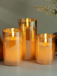 2/3-Pack Flameless LED Candles With Timer And Remote Control, Battery Powered, 3D Simulated Candle Wick Flickering Effect, Creative Home Decor Lighting, Suitable For Birthdays, Weddings, Graduations, And Other Occasions, Making Them An Ideal Gift. - Gold - View 3