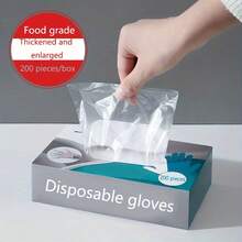 Disposable Thickened PE Plastic Kitchen Gloves, 200pcs Box Clear Gloves For Food Prep, Cooking & Daily Use - trong suốt - Xem 10