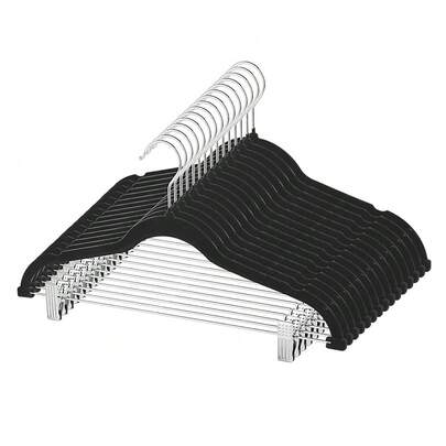 [Free Shipping]Velvet Pants Skirt Hangers With Clips - Pack Of 30  Clothes Hanger Set With Clip For Pant Suit Shirt Felt Coat Dress, Premium Non Slip Heavy Duty Space Saving Slim Clothing, 16.7 Inch Long