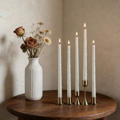 2pcs European Style Long White Pearl Candles (Candle Holders Not Included), 2.3cm/0.9in Diameter, Suitable For Home Use, Smokeless Wedding Candles, Perfect For Candlelight Dinner, High-End Atmosphere Photography Props, Ideal Gifts, Outdoor Yard Decor, Office Desk Decor, Scented Candle Holders, Creating Indoor Ambiance, Weddings, Parties, Family Gatherings, Romantic Occasions, And Tabletop Decoration