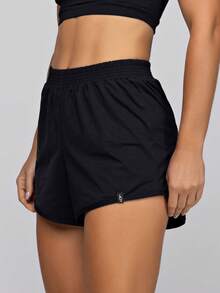 LOT FITNESS Women's Loose Fit Fitness Shorts In Polyamide, Perfect For Running And Gym - Cool And Comfortable - 黑色 - 查看 3