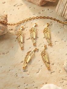 3个/包 304不锈钢极简羽毛形双头焊接环 DIY珠宝配件 - 羽毛配件 - 查看 3