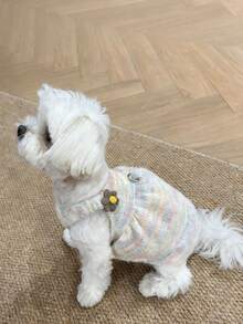 Rainbow Knitted Dress For Small/Medium Dogs & Cats, Fashionable Soft Pet Clothing, Cute Pet Apparel - Multicolor - View 9