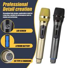 Handheld Wireless Microphone, Portable, Professional Unidirectional Dynamic Coil With Mute Function, 6.35mm Plug, For Gaming, Live Streaming And Video Conferencing, Stylish Design | Durable Construction, Singing Microphone, 1-To-2 Wireless Microphone, Professional Handheld Microphone, Suitable For Karaoke, Party, Church, Performance Recording, 800mAh Battery - Multicolor - View 10