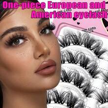 DOUDOUTIAN Curly False Eyelashes, 5 Pairs, Natural Curly, Fine And Soft, Thick And Pure Wild Makeup, Natural And Realistic False Eyelashes, Makeup Tools, Birthday Gift, Valentine's Day Gift, Holiday Party - Black - View 3