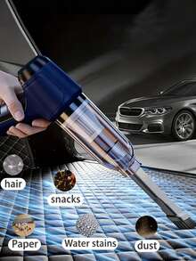 三合一车载吸尘器，强劲吸力，便携式紧凑型手持无线吸尘器，适用于干湿两用清洁，汽车配件，2400mAh - 藍色 - 查看 3