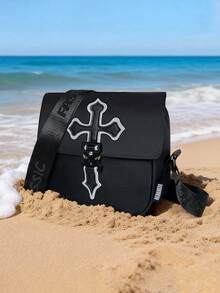 Men's Messenger Bag, Large Capacity Lightweight Casual Crossbody Bag With Reflective Stripe, Shoulder Sling Bag, Popular Flap Small Square Bag, Suitable For Daily Commute And School - Multicolor - View 1