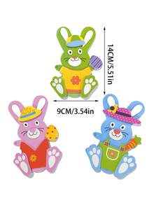 5pcs Easter Bunny Sticker Decorations, DIY Creative Rabbits, Self-Adhesive Rabbit Decorations, Cute 3D Oversized Rabbit Sticker Hanging Ornaments, Easter Bunny Sticker Party Decor Handmade - Multicolor - View 4