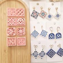 Bohemian Style Ceramic Tile Shaped Polymer Clay Cutting Tool Set, DIY Tools For Handmade Moroccan Style Earrings And Jewelry Pendants - Th20 - View 2