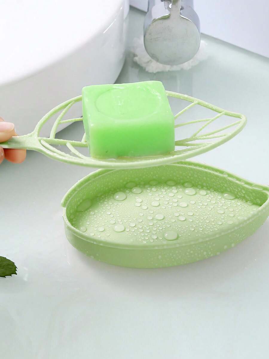 Green Leaves Double-Layer Drainage Creative Household Soap Box Non Perforated Bathroom Toilet Balcony Soap Laundry Soap Rack - Soap Box - View 1