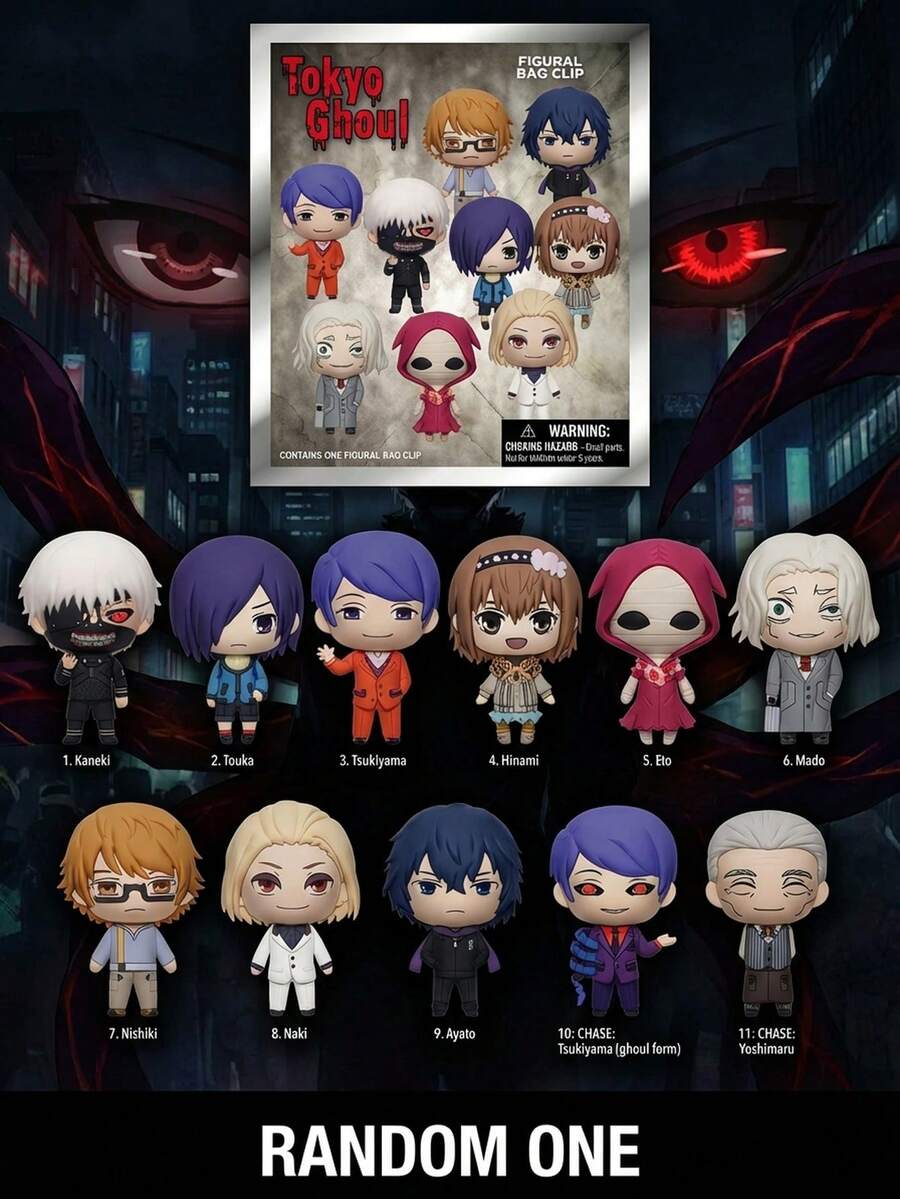 Aniplex Bộ quà tặng sinh nhật chính thức có bản quyền, mô hình 3D Kaneki, Touka, Tsukiyama, Hinami, Eto, đồ sưu tầm anime, phụ kiện trang trí balo Kering OptSxxUmWQ - Nhiều màu - Xem 1