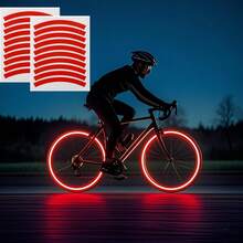 20pcs Glow-In-The-Dark Reflective Neon Stickers, Premium Color Scheme, Battle Stripes, Ultimate Cycling Protection Set, Suitable For Bicycle, Scooter, Cycling, Ensure Safer And More Unique Night Riding, Bicycle Helmet, Bicycle Accessories, Bicycle Light Mounting Bracket, Motorcycle Bicycle Reflective Tape - Multicolor - View 3