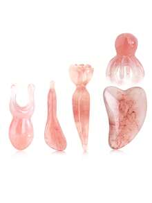 1/2/3/4/5/6件套面部美容按摩工具组合套装，女士面部提拉按摩，刮痧，眼部按摩，头部按摩多功能肌肉放松小工具 - 粉色 - 查看 11