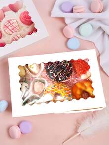 10/5个/1个带窗口面包盒，尺寸为12 x 8 x 2.5英寸，大号白色饼干盒，自动弹出式糖果盒，适用于派、蛋糕、松饼、甜甜圈和糕点，适合派对、节日、婚礼、生日等场合。 - 白色 - 查看 8