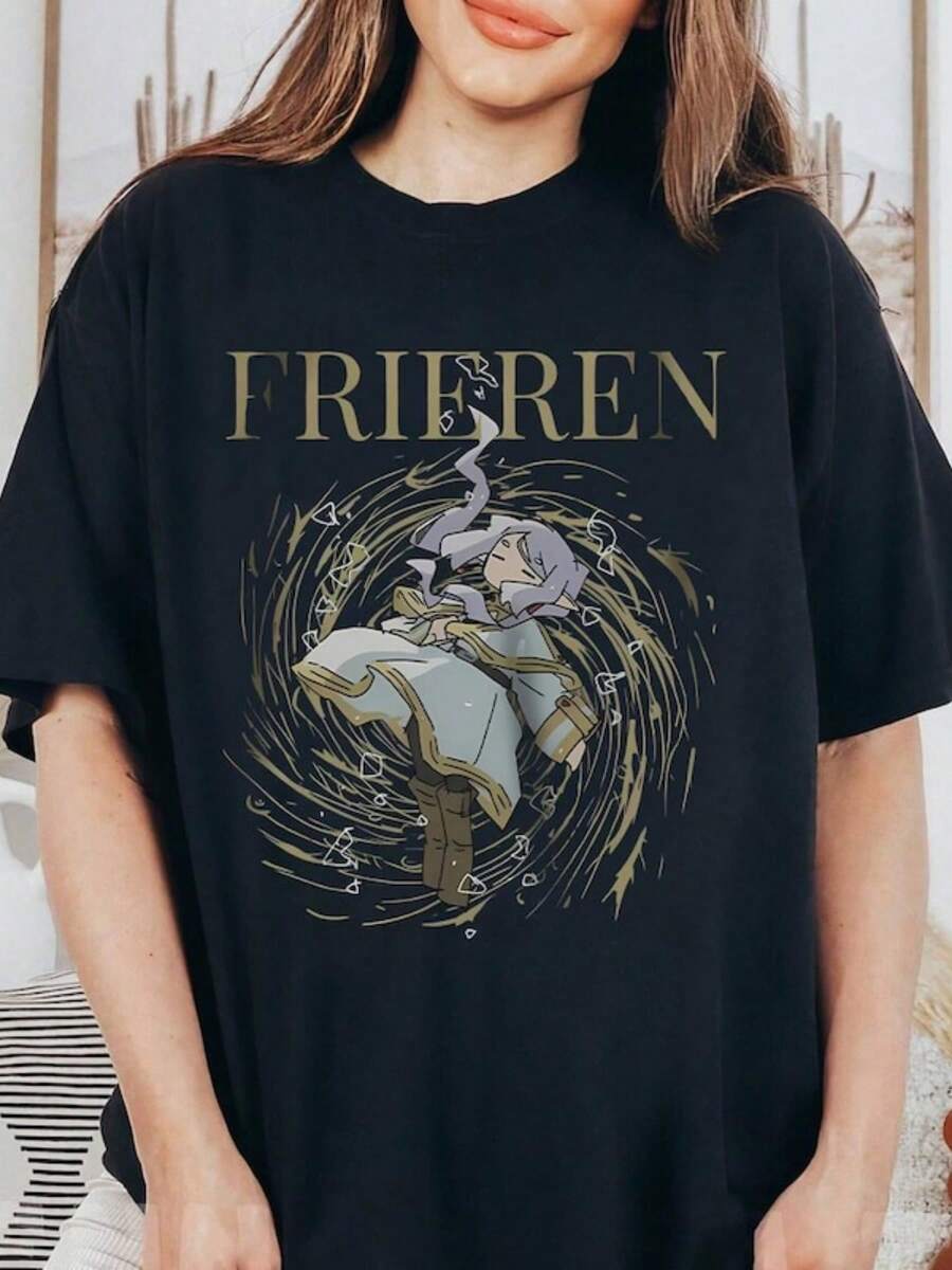 Manga Anime Shirt, Frieren Anime-Shirt, Vintage Apparel, Anime Sweat - Black - View 1