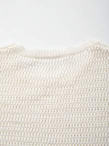 Áo dệt kim lưới xuyên thấu dành cho nữ, kiểu dáng giản dị, thời trang, gợi cảm, tối giản, tay ngắn, cổ tròn, thích hợp cho mùa hè. - Màu be - Xem 10