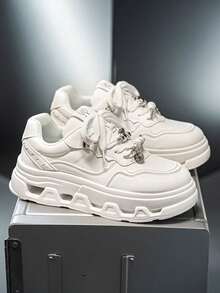 Giày thể thao đế cao phong cách Punk, giày nam. - trắng - Xem 4