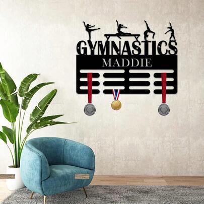1 pieza Soporte personalizado de metal para medallas de gimnasia, estante para exhibir medallas de gimnasta, perchero personalizado para medallas, decoración con logotipo, regalo para atleta, suministros de premios personalizados