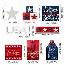4th Of July Patriotic Wooden Tiered Tray Decor Set - Red White Blue Rustic Farmhouse Decor For Independence Day Memorial Day Home Table Porch Indoor Outdoor - F - 查看 9