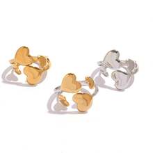 Bộ 3 nhẫn hình trái tim/1 chiếc, nhẫn thép không gỉ mạ vàng 18k, nhẫn thời trang cao cấp dành cho nữ, nhẫn thép không gỉ 304, trang sức cá nhân hóa kiểu dáng đơn giản và cao cấp, quà tặng ngày lễ/thiết kế đa năng phù hợp hàng ngày, thích hợp cho bạn gái và vợ, thích hợp cho các buổi gặp gỡ và tiệc tùng hàng ngày. - Nhiều màu - Xem 8