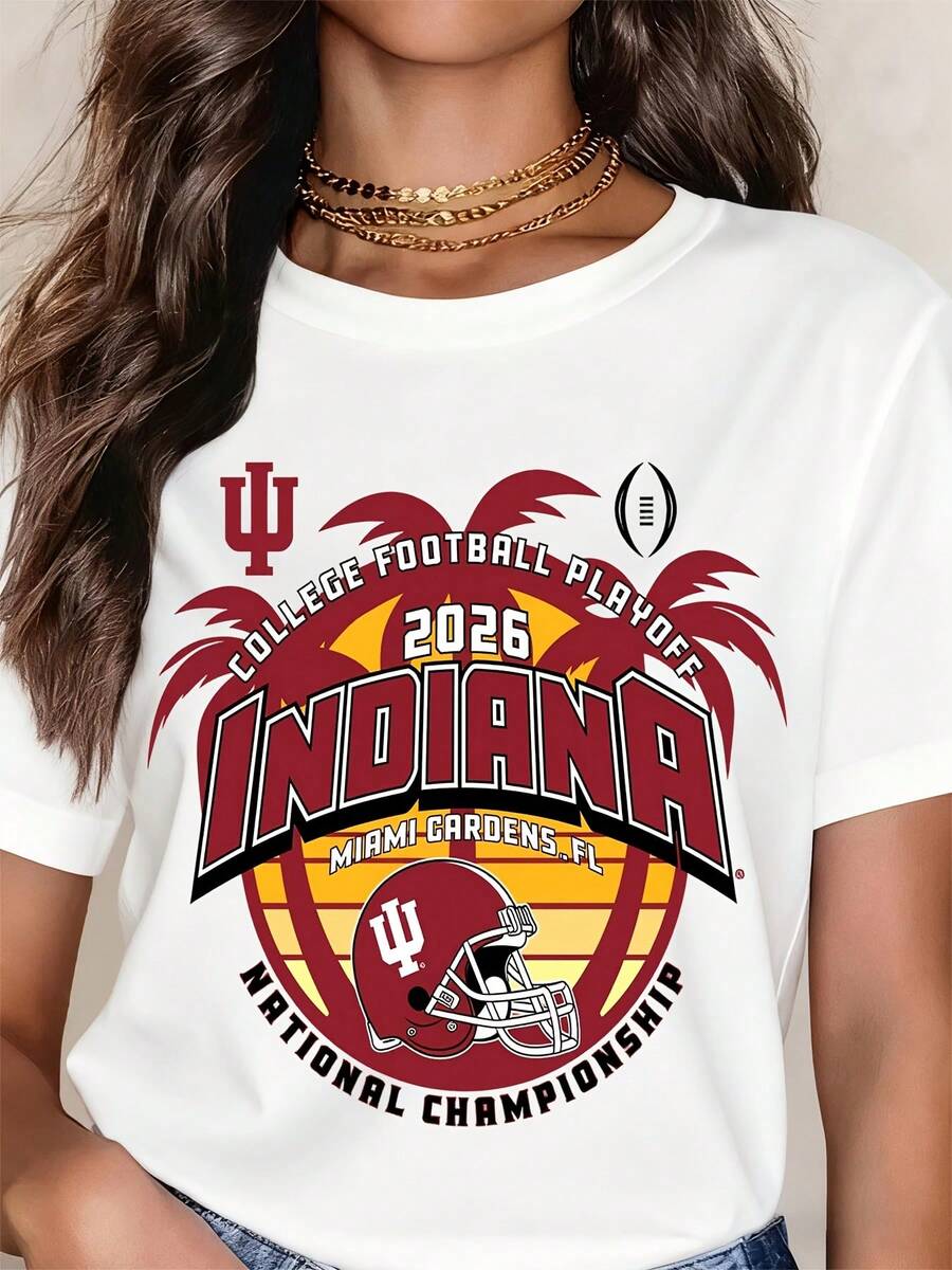 2026 College Football Playoff National Championship Miami Gardens Fl T-Shirt Women's Fan Apparel NCAA Football Jersey Graphic Tee - trắng - Xem 1