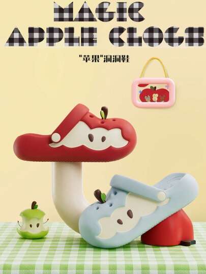 [Cute!!]Apple Shape EVA Clogs For Women, Soft Cloud Non‑Slip Indoor & Outdoor Slippers, Comfortable Casual Home Slides, Daily Wear, Vacation, Loungewear, Shower, Bedroom, Perfect St. Patrick's Day, Easter, Eid Gifts, Mother's Day Gifts, Hen Party Supplies & Wedding Accessories