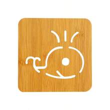 Cartoon Hollow Wooden Cup Coasters, Thick Heat Insulation Mat, Non-Slip Pot Pan Dish Pad For Kitchen - Ginger - View 6