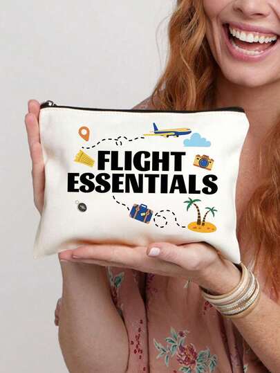 机场主题旅行收纳包，多功能化妆包，收纳包，拉链洗漱化妆护照套装 - 男女通用便携折叠旅行整理包，可机洗飞行必备品，6种颜色可选，适合空乘人员、学生、商务旅行和度假