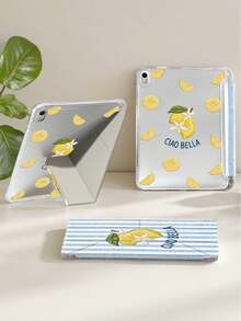 植物刺绣条纹柠檬图案平板电脑保护套,兼容 Air 11 英寸 M3 2025 / M2 2024、Air 第五代 2022、(A16) 11 英寸第十一代 2025,兼容三星 Galaxy Tab、Kindle Paperwhite 第十二代 2024,透明背壳,时尚图案保护套,支持自动睡眠/唤醒功能,气囊保护,适合作为礼物和办公用品。 - 彩色 - 查看 6