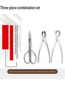 3pcs Stainless Steel Professional Gardening Pruning Shears Set, Suitable For Bonsai Trimming, Bud Trimming, Branch Shaping And Ball Trimming - 3-In-1 Multifunctional Tool Kit - A - View 9