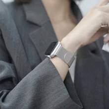 Milan Mesh Watch Band, Compatible With Apple Watch Bands, For Men & Women, 38mm 40mm 41mm 42mm 44mm 45mm 49mm, Series Ultra SE 9 8 7 6 5 4 3 2 1, Stainless Steel Metal Strap Magnetic Clasp, Business & Casual, Unisex, Quick Release Design - Silver - View 5