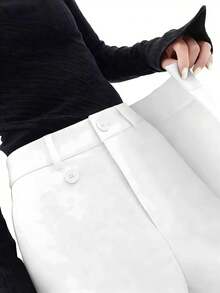 Pantalones largos drapeados de diseño asimétrico, estilo nuevo, ropa de calle para ir al trabajo en otoño - Blanco - Ver 2