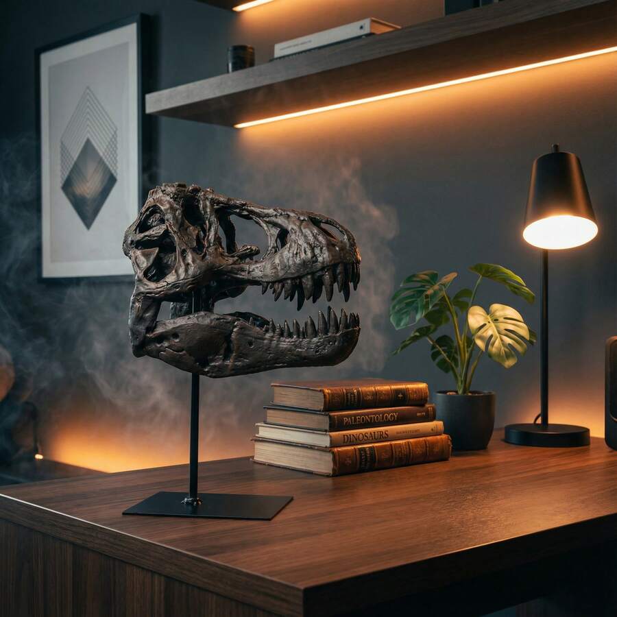 LUMIARTISAN Collectible Dinosaur Skull Model | T-Rex & Saber Tooth Tiger Resin Fossil Decor | Desk Display Gift - A - View 1