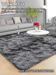 1pc Tie-Dye Dark Gray Living Room & Bedroom Carpet, Soft & Comfortable Long Plush Rug, Modern Minimalist Nordic Style Room Decor, Fluffy Cozy Cream Shag Rug, Autumn/Winter Seasonal Gift, Fuzzy Christmas/Halloween/Valentine's Day Decor, Easy Care Living Room, Sofa, Bedside Carpet - Tie-dye Dark Gray - View 17