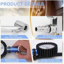 Manómetro Inflador De Neumáticos, 0-12 Bar, Pistola De Presión De Neumáticos Autoblocante Con Manómetro, Pistola Inflador Neumáticos Digital 0-12 Bares Con Conector - Azul - Ver 5