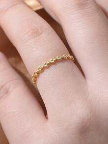 BALMORA 1款简约百搭的S925纯银树叶戒指橄榄枝花环戒指女士节日礼物日常百搭 - 金色 - 查看 1