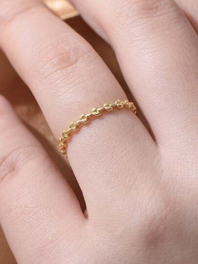 BALMORA 1 Anillo de hoja de plata de ley S925 simple y versátil, anillo de corona de rama de olivo, regalo festivo para mujer, versátil para uso diario