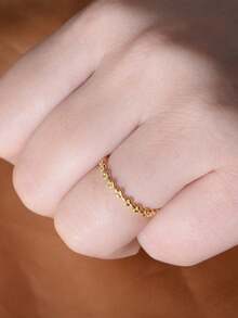 BALMORA 1款简约百搭的S925纯银树叶戒指橄榄枝花环戒指女士节日礼物日常百搭 - 金色 - 查看 2