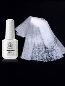 15毫升蕾丝美甲贴纸套装，包含白色和黑色蕾丝美甲贴纸、LED灯可卸美甲凝胶，DIY美甲，女士礼物 - 無色 - 查看 12