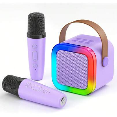 Karaoke Machine For Kids, 2026 TOP Toys Birthday Gifts | Ideas For Girls&Boys Ages 4, 5, 6, 7, 8, 9, 10, 12+ Years Old | 1800mAh Rechargeable Battery | 5 Voice Effects | RGB Variable Lights | Portable Home Party Speaker For  Adults, Portable Mini MP3 Player With 2 Wireless Mics For Party (Purple)