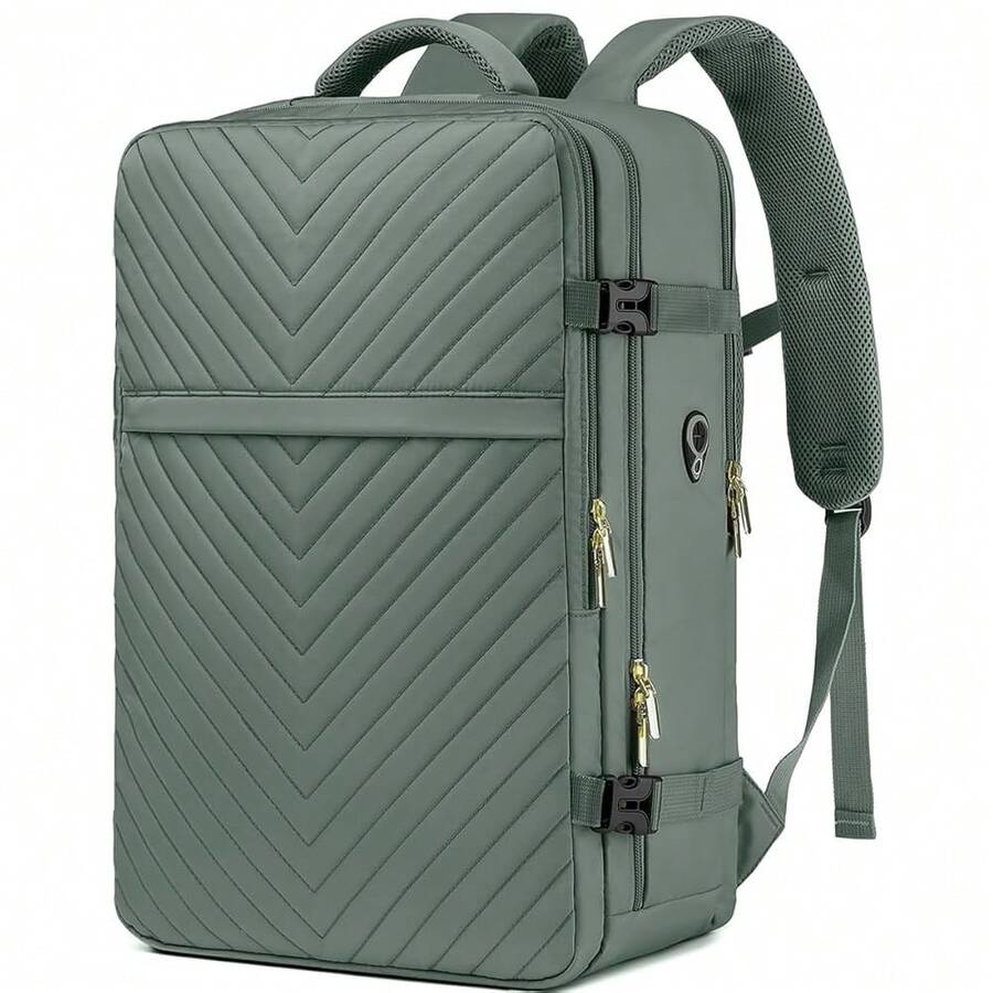 Large Carry On Travel Backpack - Flight Approved Waterproof Luggage Suitcase Backpacks Personal Item Size For Women Men Fit 17 Inch Laptop College Overnight Bag Anti-Theft Weekender Daypack Dark Gre1en - 03-darkGre1en - 查看 1