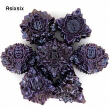 Asixsix 7 Pcs Purple Black Lotus Flower Metal Dice Solid Metal Polyhedral Dice Set Suitable For Role-Playing RPG Board Game Card Game - Apricot - View 1