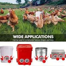 Chicken Feeder Port Kit – 6 Pack Automatic Poultry Feeder Cups For Buckets & Bins, No Waste Rainproof DIY Chicken Feeders For Hens, Ducks & Other Poultry - 6 PCS - View 3