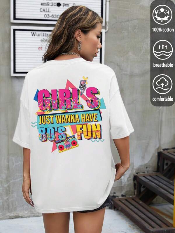 Luźne koszulki damskie, retro design lat 80., wyjątkowy kolorowy nadruk z cekinami "DISCO FEVER", luźne koszulki damskie, letnie bluzki, seria K-Pop Warrior, bluzki z czystej bawełny, odzież damska, letnie ubrania damskie, odzież dzianinowa, stroje imprezowe, odzież damska w dużych rozmiarach, luźne bluzki damskie w dużych rozmiarach z okrągłym dekoltem, stroje dla najlepszych przyjaciółek, odzież wakacyjna, codzienna odzież sportowa, eleganckie bluzki, damska odzież sportowa, najlepsze ubrania damskie, promocyjna odzież damska, style unisex, odzież młodzieżowa, proste koszulki, letnia odzież damska, miękka i wygodna, styl Y2K, wiosna, lato, Walentynki, karnawał, impreza, plaża, wesele, siłownia, elegancki, wakacje, swobodny.