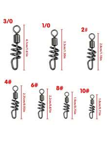 GOTURE 50个不锈钢桶形旋转接头+八角环通用饵料连接器，适用于海水和淡水，高强度螺丝旋转扣，海水淡水通用 - 銀色 - 查看 3