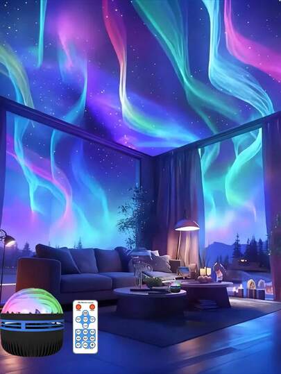 USB Powered Atmosphere Projection Lamp With Colorful Swirl - Modern Bedroom And Home Decor Night Light, Ideal For Christmas And Halloween, Comes With Remote Control, Bedside Lamp | Vibrant Display | Polished Finish, Bedroom Light
