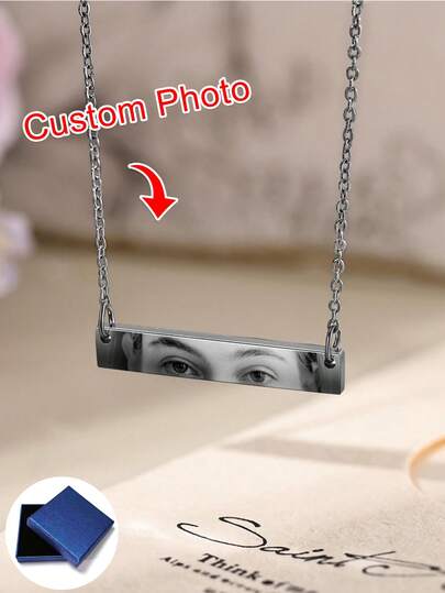 Custom Picture/Photo Necklace For Women Men, Locket Necklace For Women, Angel Wings Lockets Necklace For Women That Hold Pictures, Gold/Silver Personalized Engrave Memorial Photo Lockets Pendant For Girls Sister Friends Mother's Day Valentine's Day, Graduation Season, Family Day, Wedding