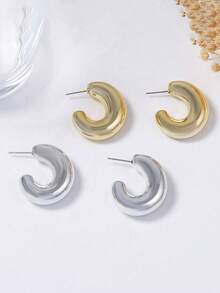1 Pair Minimalist Chic Geometric C-Shaped Design CCB Earrings For Women - C shape - View 4
