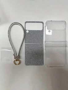 Luxury 3D Rhinestone Butterfly Water Ripple Folding Phone Case With Bowknot Pendant Compatible With Samsung For Galaxy Z Flip7 6 Z Flip 5 Z Flip 4 Z Flip 3 INS Clear PC Hard Protect Back Cover - Drill Rope - View 9